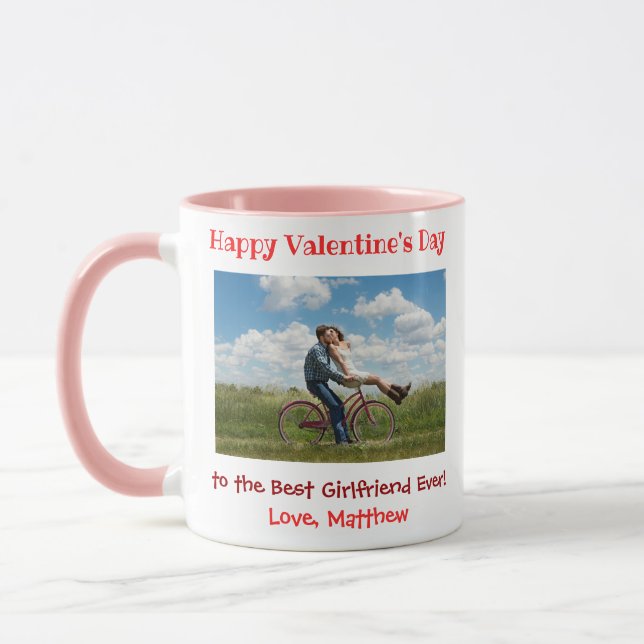 Valentinstag Best Girlfriend Niedlich Couple Foto Tasse (Links)