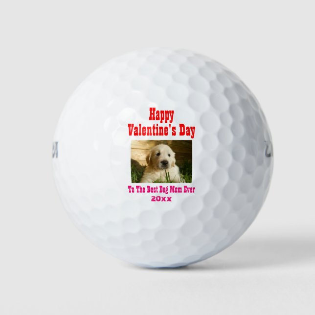 Valentinstag Beste Hündin Mama je Haustier Foto Golfball (Vorderseite)