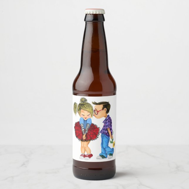 Valentinstag-Bierflasche für eine Liebe Bierflaschenetikett (Vorderseite)