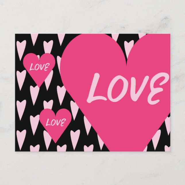 Valentinstag Big Hearts Liebe Rosa Postkarte (Vorderseite)
