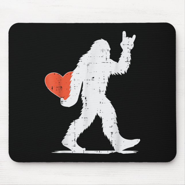 Valentinstag Bigfoot Rock Heart Sasquatch Frauen Mousepad (Vorne)