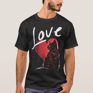 Valentinstag Black Cat Liebe Cat Mama T-Shirt