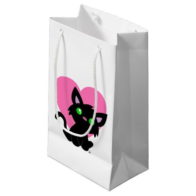 Valentinstag Black Kitty Geschenktasche Kleine Geschenktüte (Vorderseite Schrägansicht)