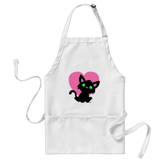 Valentinstag Black Kitty White Schürze (Vorne)
