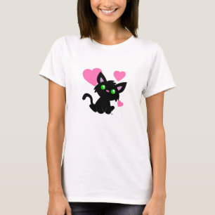 Valentinstag Black Kitty White Shirts