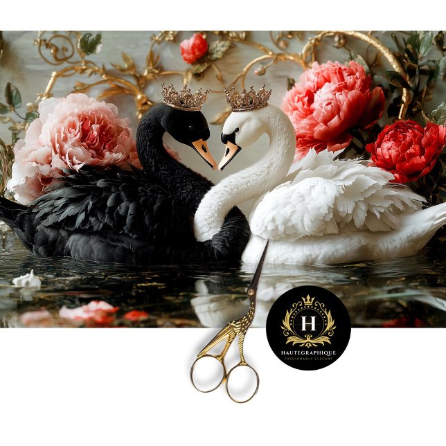 Valentinstag Black Swan Red Florals Decoupage Seidenpapier (Von Creator hochgeladen)