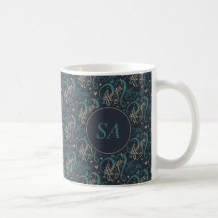Valentinstag Blau Braun Ich liebe dich Typografie Kaffeetasse