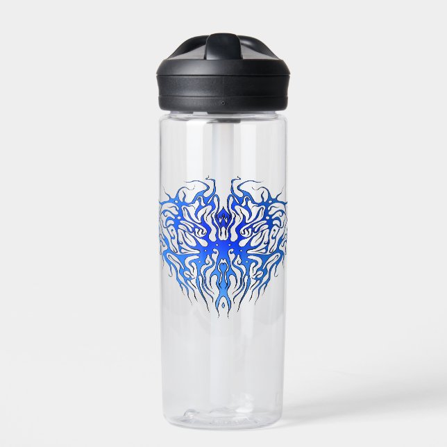 Valentinstag Blauer Herzstamm Tattoo Trinkflasche (Vorderseite)
