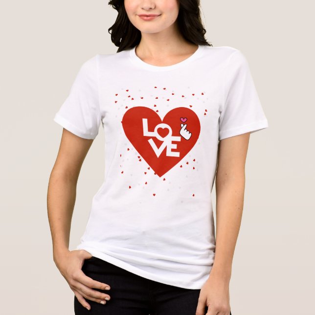 Valentinstag Blaues Schwarzes Frauenherz Tri-Blend Shirt (Vorderseite)