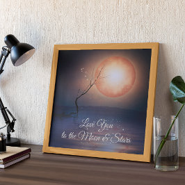 Valentinstag Blue PeachCustom Text Moon & Stars Poster
