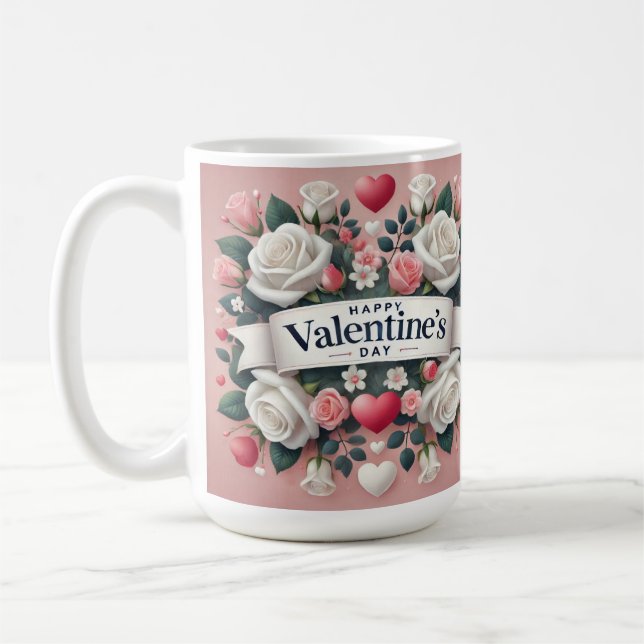 Valentinstag Blumendesign Kaffeetasse (Links)