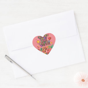 Valentinstag-Boho-Donuts und Blumen im Klassenzimm Herz-Aufkleber