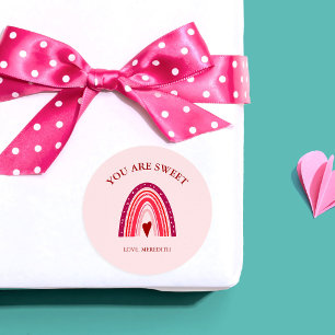 Valentinstag Boho Regenbogen Sie sind süß Runder Aufkleber