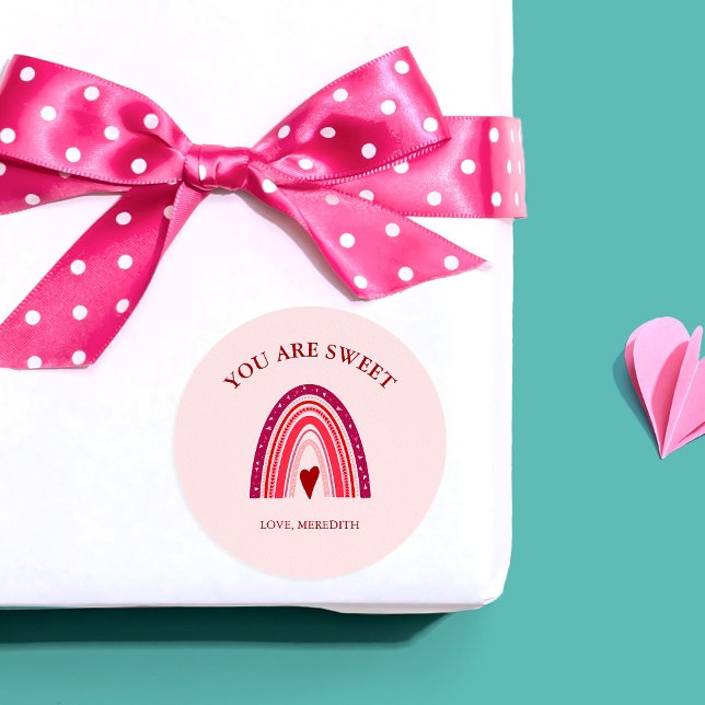 Valentinstag Boho Regenbogen Sie sind süß Runder Aufkleber (Von Creator hochgeladen)