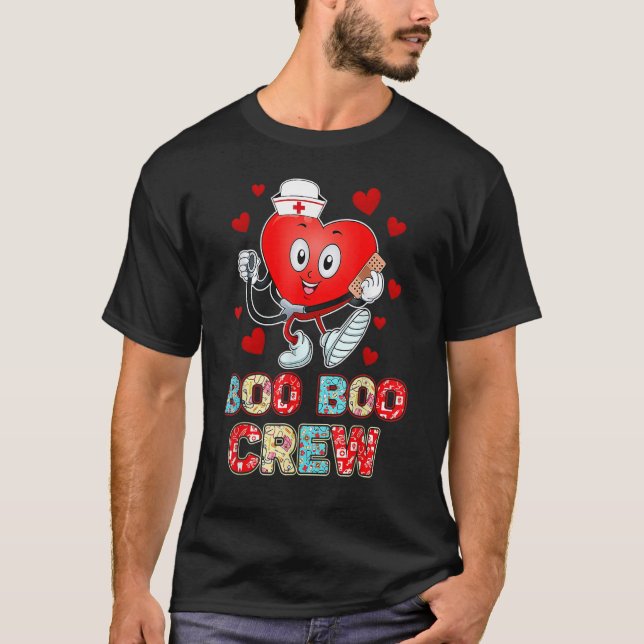 Valentinstag Boo Boo Crew Krankenschwester Niedlic T-Shirt (Vorderseite)