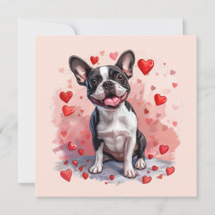 Valentinstag Boston Terrier Dog Feiertagskarte