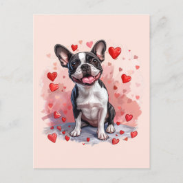 Valentinstag Boston Terrier Dog Postkarte