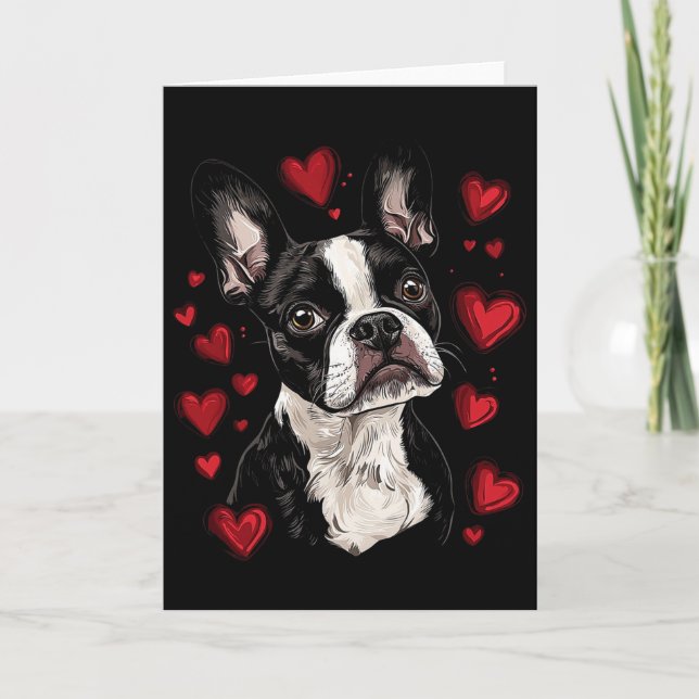 Valentinstag Boston Terrier  Karte (Vorderseite)
