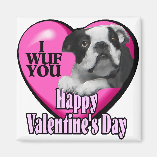 Valentinstag Boston Terrier Magnet (Vorne)