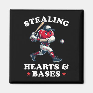 Valentinstag Boys Baseball Spieler Stealing Hear Magnet