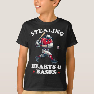Valentinstag Boys Baseball Spieler Stealing Hear T-Shirt