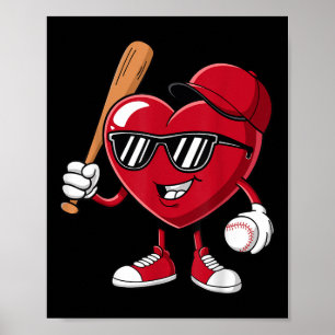 Valentinstag Boys Girls Kinder Baseball spielen Poster