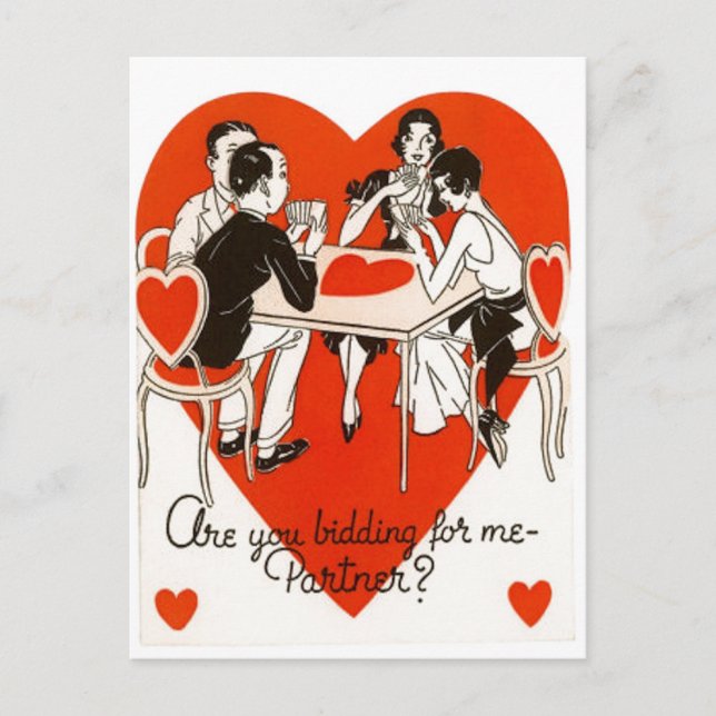 Valentinstag Bridge Game Feiertagspostkarte (Vorderseite)