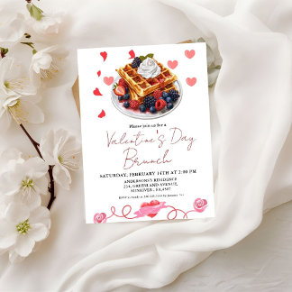 Valentinstag-Brunch-Party zwischen Rosa und Rotem Einladung