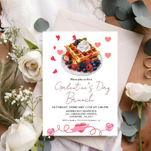 Valentinstag-Brunch-Party zwischen Rosa und Rotem  Einladung