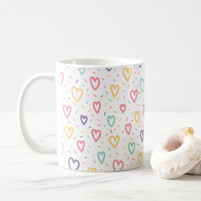Valentinstag Bunte Herzen Tassen (Mit Donut)