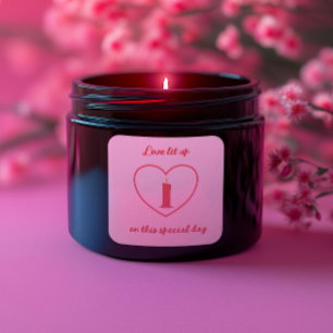 Valentinstag Candle Quadratischer Aufkleber