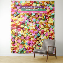 Valentinstag Candy Hearts | Hintergrund für Foto Wandteppich