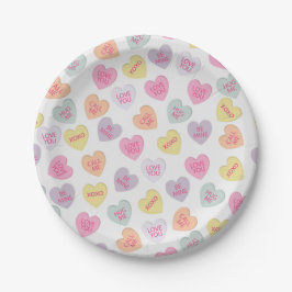 Valentinstag Candy Hearts Paper Plate Pappteller