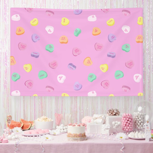 Valentinstag Candy Hearts Pattern Banner (Party)