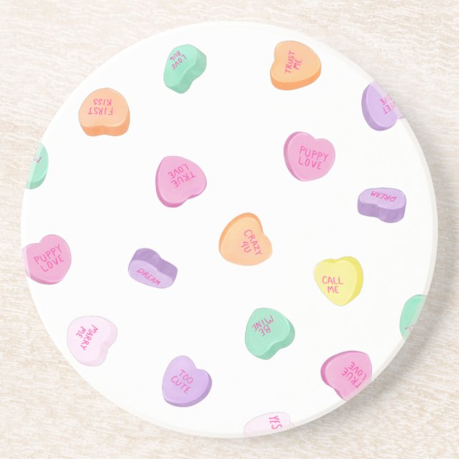 Valentinstag Candy Hearts Pattern Getränkeuntersetzer (Vorne)