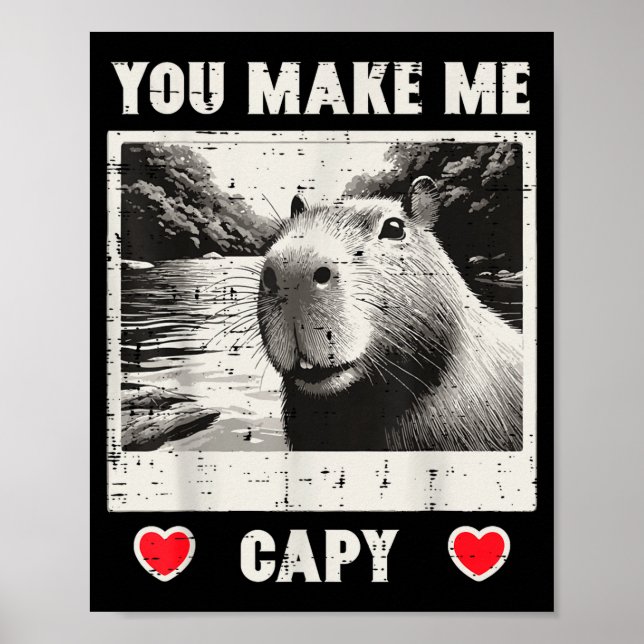Valentinstag Capybara Selfie Mach Mich Capy Männer Poster (Vorne)