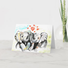Valentinstag Card Couple Elephant - Malerei Karte