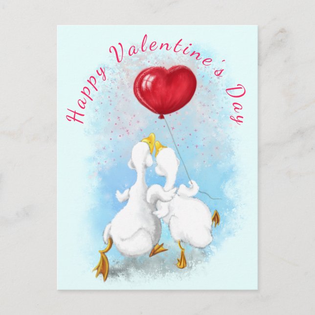 Valentinstag Card mit Couple Duck Liebe Postkarte (Vorderseite)