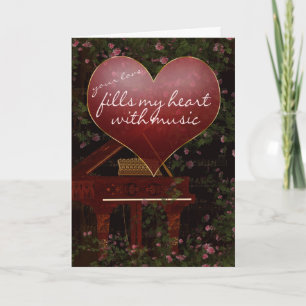 Valentinstag Card - Piano, Musik, Rose Feiertagskarte