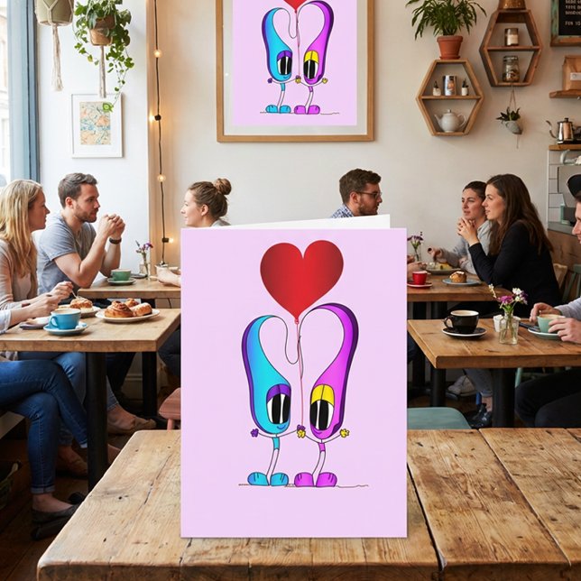 Valentinstag-Cartoon-Charakter Feiertagskarte (Hey, take a look at this most excellent Valentine's Day card!)