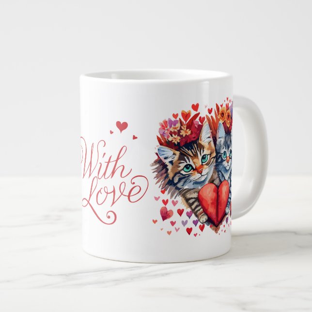 Valentinstag Cat Tasse (Vorderseite Rechts)