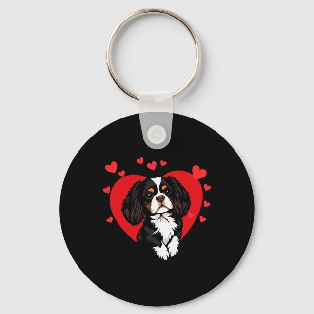 Valentinstag Cavalier King Charles Spaniel  Schlüsselanhänger (Vorderseite)