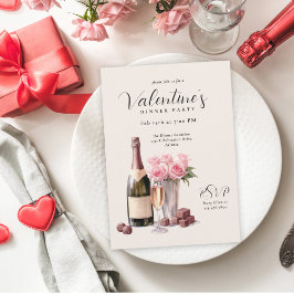 Valentinstag Champagner Abendessen Party Einladung