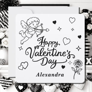 Valentinstag Cherub & Romantische Doodle Personali Feiertagskarte