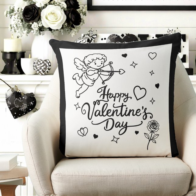 Valentinstag Cherub & Romantisches Doodle-Design Kissen (Von Creator hochgeladen)