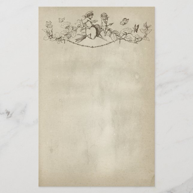 Valentinstag-Cherubim-Schreibwarenpapier Briefpapier (Vorderseite)