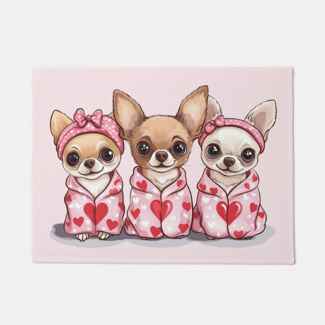 Valentinstag Chihuahua Dogs Fußmatte (Vorderseite)
