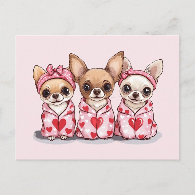Valentinstag Chihuahua Dogs Postkarte (Vorderseite)