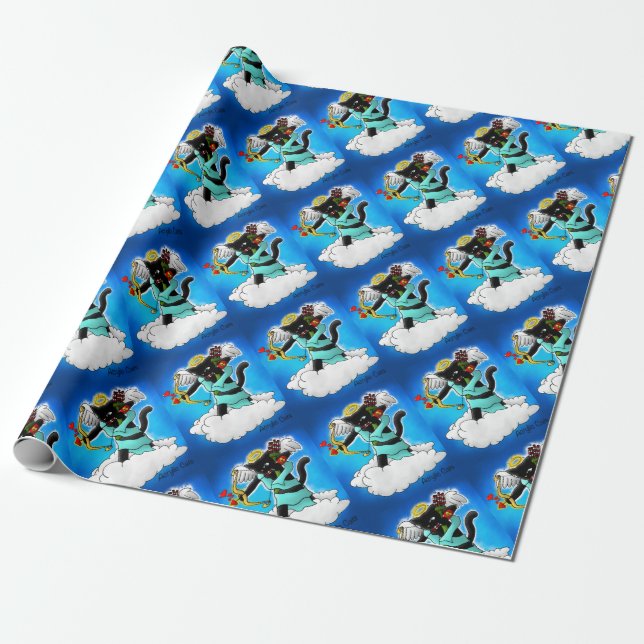 Valentinstag Coal Black Cupid Cat+BGC Geschenkpapier (Ungerollt)
