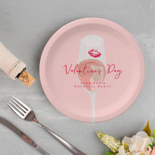 Valentinstag-Cocktailparty Rosa Rosé   Pappteller